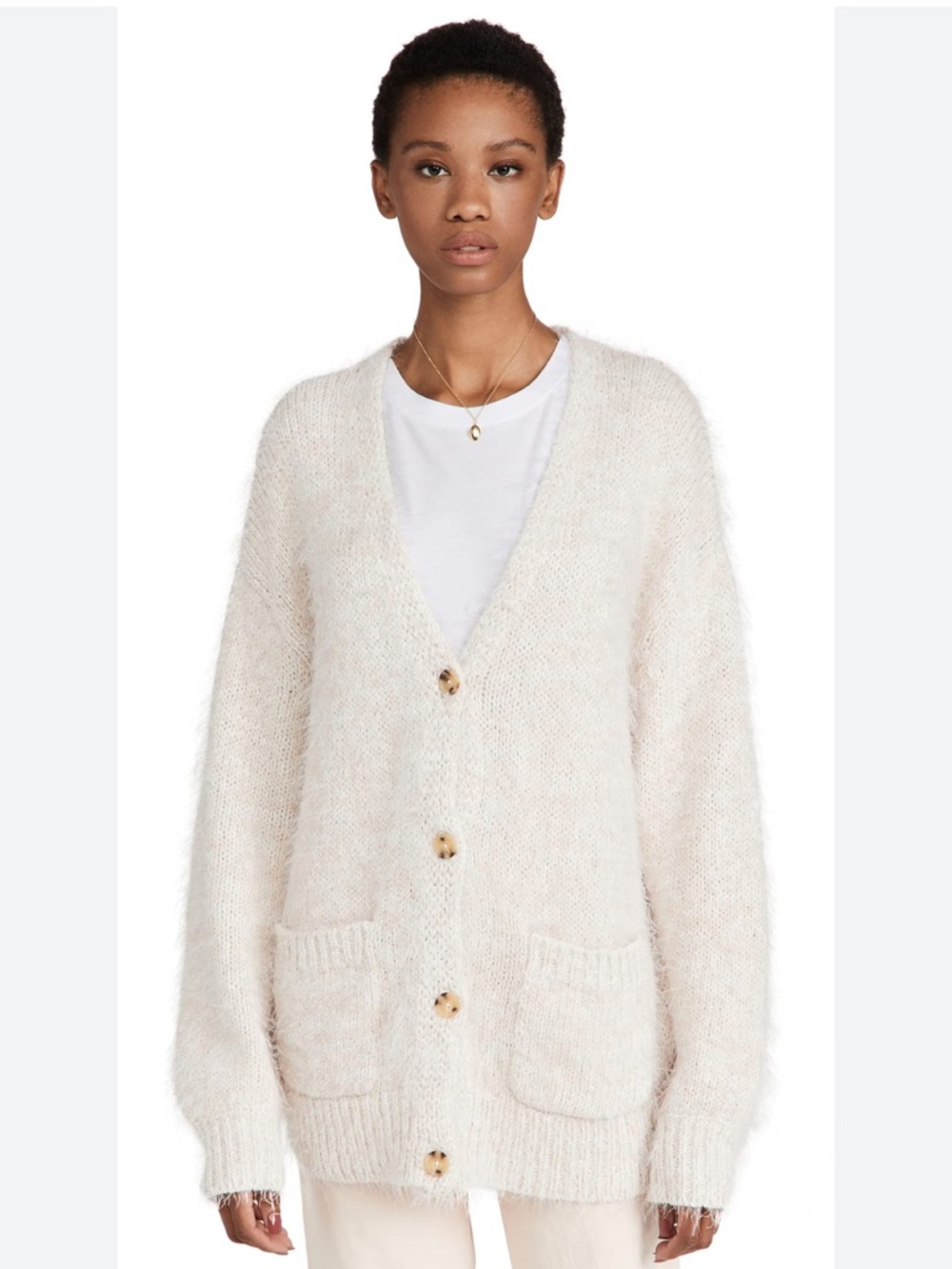 Free People Nevermind Cardigan Size M crème brûlée, Oversized Fleece Pockets